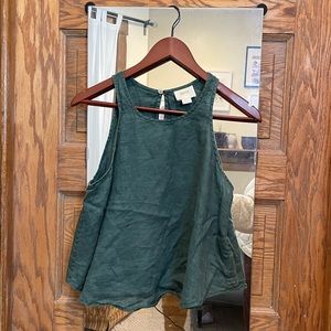 Green anthropologie linen tank top